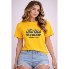 herkesemoda The Sea  Baskı Detaylı Basic T-Shirt