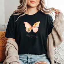 herkesemoda Kelebek Baskı Detaylı Basic T-Shirt