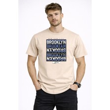 herkesemoda Brooklyn Yazı Detaylı Erkek Basic T-Shirt