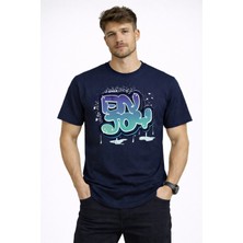 herkesemoda Enjoy Yazı Detaylı Basic  Erkek T-Shirt