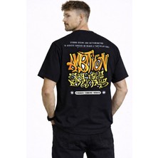 herkesemoda Ön ve Arka  Yazı Detaylı Basic T-Shirt