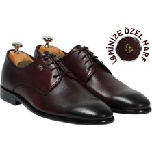 Indispensablely Isme Özel Bağcikli Kösele Erkek Ayakkabi - Haki̇ki̇ Anti̇k Deri̇ - Gümüş Konseptli̇ - AA01009 - Bor