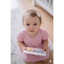 Miccolatte El Yapımı Bebek Örgü Papatya Toka 5’li Set – Mini Klipsli, Kaymaz, Soft Color Saç Aksesuarı (3.5 cm)
