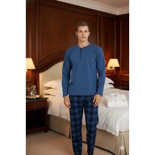 Kly %100 Pamuk Yeni Sezon Erkek Modern Tasarım Midi Yaka Pijama Takımı