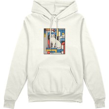 The Lucid Lab Bauhaus Cat Tişört Oversize Hoodie - Beyaz