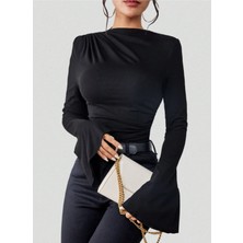 Blue Street Kadın Volan Kollu T-Shirt / Bluz