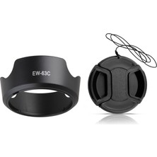 Canon 200D 250D 800D 850D 18-55MM Is Stm Lens Için EW-63C Parasoley + Lens Kapağı Kapak