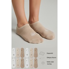 Allunique Penye Pamuk 12'li Bej Asorti Görünmez Sneaker Çorap