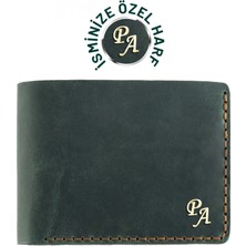 Indispensablely Isme Özel Di̇key Uzun Klasi̇k Cüzdan - Crazy Deri̇ - A010004 - Haki̇