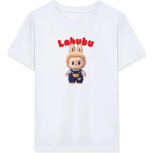 Indispensablely Kiz Labubu Çocuk Baskili T-Shi̇rt - Beyaz