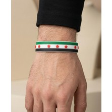 Zaytoon Çelik Bileklik Suriye Yeni Bayrağı Lastikli Ayarlanabilir Unisex