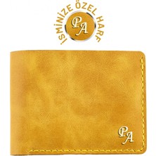 Indispensablely Isme Özel Yatay Klasi̇k Cüzdan - Rai̇nbow Deri̇ - A010001 - Hardal Sarisi