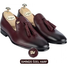 Indispensablely Isme Özel Püsküllü Kösele Erkek Ayakkabi - Haki̇ki̇ Anti̇k Deri̇ - Gümüş Konseptli̇ - AA01013 - Bor