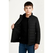 Indispensablely Erkek Çocuk Şi̇şme Mont Hafi̇f ve Sicak Tutucu Kişlik Fermuarli Su Iti̇ci̇ Rahat Günlük Mont Kapüşonuz