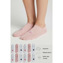 Allunique Penye Pamuk 12'li Pembe Beyaz Asorti Görünmez Sneaker Çorap
