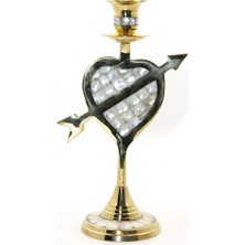 Indispensablely Pirinç Sedefli Tekli Şamdan 20 cm