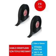 Tesa 51608 Polyester Tüylü Bez Bant Siyah 15M x 19MM - Hızlı Yapıştırıcı x 2 Adet