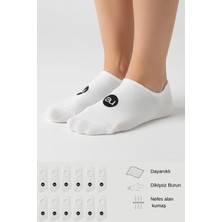 Allunique Penye Pamuk 12'li Beyaz Görünmez Sneaker Çorap