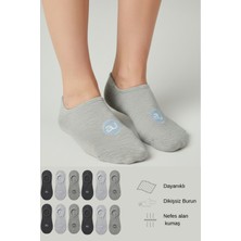 Allunique Penye Pamuk 12'li Gri Asorti Görünmez Sneaker Çorap