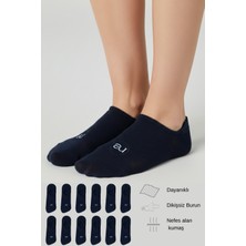 Allunique Penye Pamuk 12'li Siyah Görünmez Sneaker Çorap
