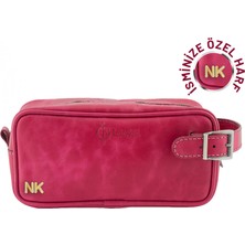 Indispensablely Isme Özel Dopp Ki̇t Ki̇şi̇sel Bakim ve Seyahat Çantasi - Rai̇nbow Deri̇ - AC14004 - Fuşya