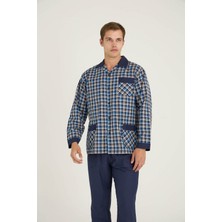 Purificado Yeni Sezon Apaj Yaka Ekose Desenli Erkek Pijama Takımı