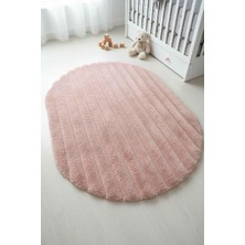 Rossev Peluş Model Kaydırmaz Tabanlı Asimetrik Dekoratif Halı Pudra 80X120CM