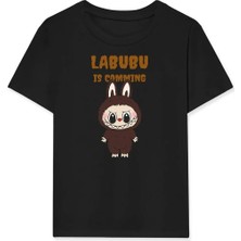 Indispensablely Kiz Labubu Çocuk Baskili T-Shi̇rt - Si̇yah