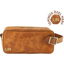 Indispensablely Isme Özel Dopp Ki̇t Ki̇şi̇sel Bakim ve Seyahat Çantasi - Rai̇nbow Deri̇ - AC14004 - Camel