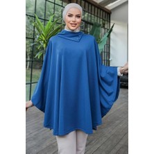 Indispensablely Düğme Detaylı Şık Tasarımlı Şal Yaka Panço