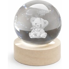 Goog Design Sevimli Ayıcık LED Gece Lambası Kristal Küre – Rgb & Gün Işığı Seçenekli Dekoratif Oyuncak