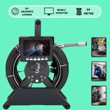 Matechno Monitörlü Makaralı Yılan Kamera Profesyonel Kuyu Rögar Endoskop Kıvrılabilir Sert Kablo Ledli Kamera