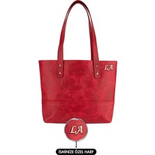 Indispensablely Isme Özel Tote Bag El Omuz Çantasi - Rai̇nbow Deri̇ - AC03003 - Kirmizi
