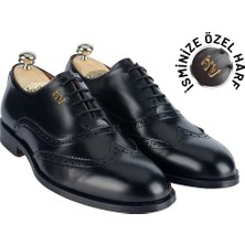 Indispensablely Isme Özel Oxford Erkek Ayakkabi - Haki̇ki̇ Açma Deri̇ - Altin Harf - AA01004 - Si̇yah