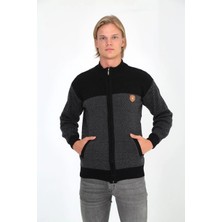 Indispensablely Erkek Fermuarli Tri̇ko Hirka Yüksek Yaka, Cepli̇, Günlük Şik Rahat Kalip Tri̇ko - Si̇yah