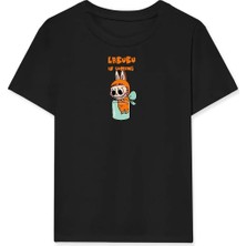 Indispensablely Kiz Labubu Çocuk Baskili T-Shi̇rt - Si̇yah