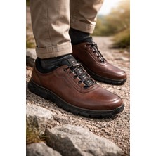 Zueofficial Hakiki Deri Erkek Günlük Ayakkabı Kahverengi – Outdoor Tabanlı, Ortopedik, Kaymaz Casual Model
