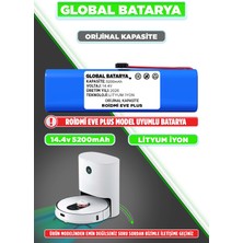 Global Batarya Roidmi Eve Plus Uyumlu Akıllı Robot Süpürge Bataryası 14.4V 5200MAH Li-Ion Pil (Orijinal Kapasite)