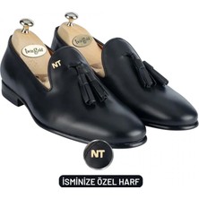 Indispensablely Isme Özel Püsküllü Kösele Erkek Ayakkabi - Haki̇ki̇ Anti̇k Deri̇ - Gümüş Konseptli̇ - AA01013 - Si̇y