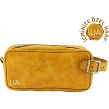 Indispensablely Isme Özel Dopp Ki̇t Ki̇şi̇sel Bakim ve Seyahat Çantasi - Rai̇nbow Deri̇ - AC14004 - Hardal Sarisi