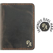 Indispensablely Isme Özel Pasaport Kilifi - Crazy Deri̇ - AK02002 - Kahverengi̇