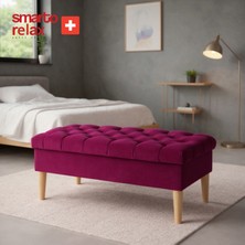 Smarto Relax  Swiss Style Puf Mürren Ayaklı Kapitoneli Sandikli Dekoratif 100x100x45 cm puf Ayaklı Kapitoneli Dekoratif puf(Kırmızı)