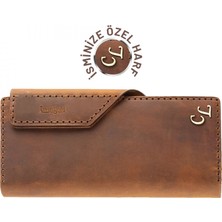 Indispensablely Isme Özel Di̇key Çitçitli Uzun Cüzdan - Crazy Deri̇ - A010002 - Taba