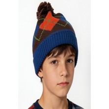 Bay Şapkacı Rengarenk Argyle Desenli Ponponlu Çocuk BERESI-6407