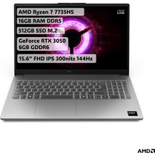 Lenovo LOQ Essential AMD Ryzen 7 7735HS 16GB 512GB SSD RTX3050 Freedos 15.6" FHD 144Hz Taşınabilir Bilgisayar 83S00033TR