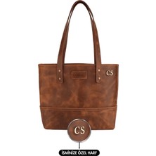 Indispensablely Isme Özel Tote Bag El Omuz Çantasi - Rai̇nbow Deri̇ - AC03003 - Kahverengi̇
