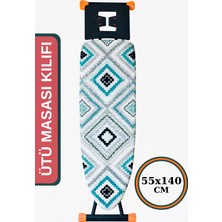 Asev Home Ütü Masası Kılıfı Büyük Boy Ipli Stoperli Keçeli Kılıfı Örtüsü Bezi 55X140CM Turkuaz