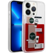 Giz Story iPhone 13 Pro Max Kılıf Desenli Sıvılı Gzst Drink Silikon Kapak-No1