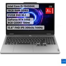 Lenovo LOQ Intel Core i5 13450HX 16GB 512GB SSD RTX5050 Freedos 15.6" FHD 144Hz Taşınabilir Bilgisayar 83JE00JLTR