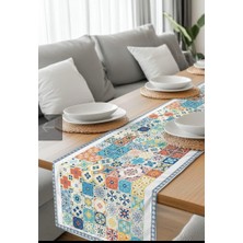 HM Polisaj Mozaiklerle Bezenmiş Sofra Dijital Baskılı Runner Kumaş 40*140CM